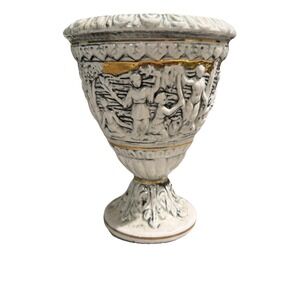 Vtg Lefton Greek Renaissance Pedestal Vase, Urn, Japan, Gilded, Marked 773.‎